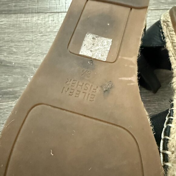Eileen Fisher Lala Leather Espadrille Flat Black Ankle Strap Women Size 8.5 - Picture 8 of 8